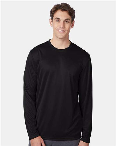 Hanes 482L Unisex Cool DRI Long Sleeve Performance T-Shirt - Black - model front