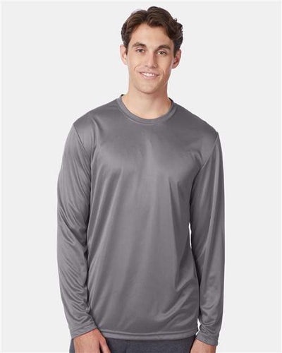 Hanes 482L Unisex Cool DRI Long Sleeve Performance T-Shirt - Graphite - model front