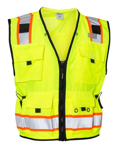 Kishigo S5000-5001 Unisex Professional Surveyors Vest - Lime - front