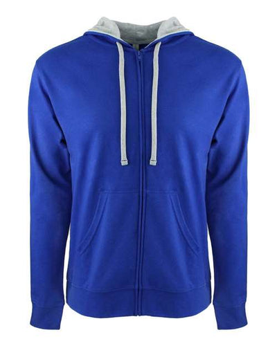 Next Level 9601 Unisex Laguna Full-Zip Hoodie Sweatshirt - Royal/ Heather Grey - front