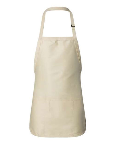 Q-Tees Q4250 Full-Length Apron with Pouch Pocket - Natural - front