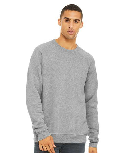 BELLA + CANVAS 3901 Unisex Sponge Fleece Raglan Crewneck Sweatshirt - Athletic Heather - model front