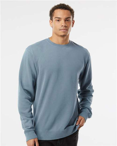 Independent Trading Co. PRM3500 Unisex Midweight Pigment-Dyed Crewneck Sweatshirt - Pigment Slate Blue - model front