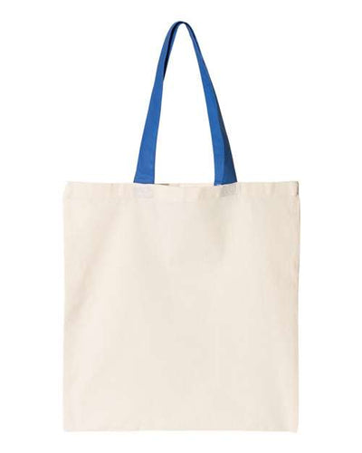 OAD OAD105 Contrast-Color Handle Tote - Natural/ Royal - front
