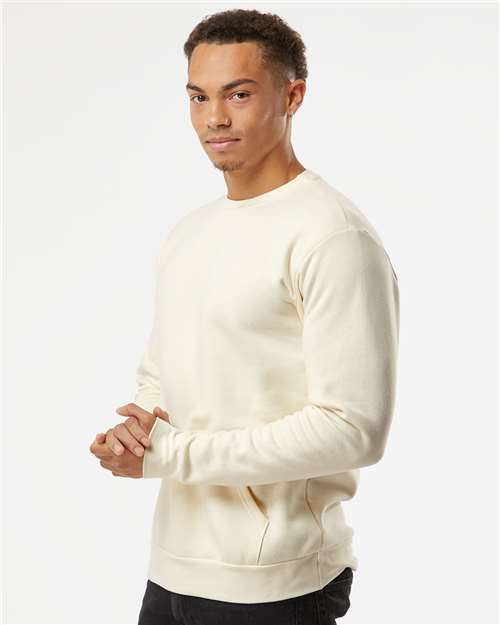 Next Level 9001 Unisex Santa Barbara Pocket Crewneck Sweatshirt - Natural - model side