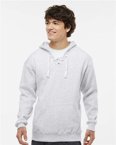 J. America 8830 Men's Sport Lace Hooded Sweatshirt - Ash Heather - model front
