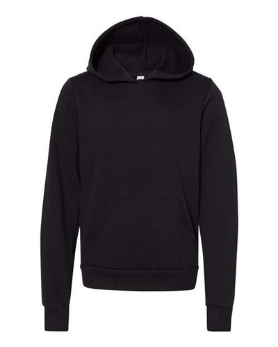 BELLA + CANVAS 3719Y Youth Sponge Fleece Hoodie Sweatshirt - Black - front