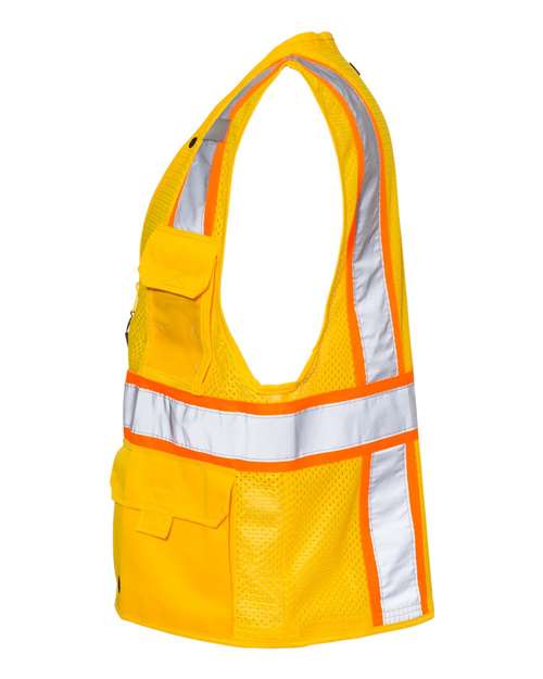 Kishigo B100-111 Unisex EV Series Enhanced Visibility Multi-Pocket Mesh Vest - Yellow/ Orange - B106 - side