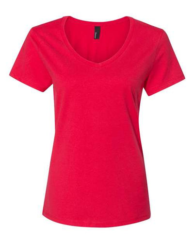 Hanes S04V Women's Perfect-T V-Neck T-Shirt - Athletic Red - front