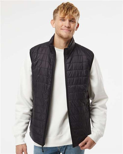 Independent Trading Co. EXP120PFV Men's Puffer Vest - Black - model front