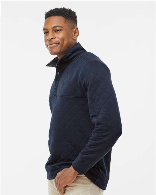 J. America 8890 Men's Quilted Half-Snap Pullover - Navy - model side