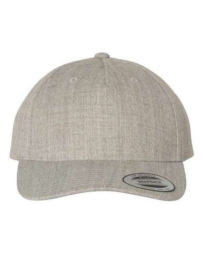 Yupoong 5789M Premium Five-Panel Curved Bill Snapback Cap - Heather Grey - front