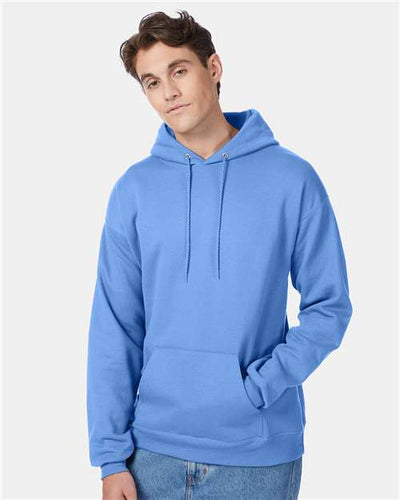 Hanes P170 EcoSmart Hooded Sweatshirt - Carolina Blue - model front