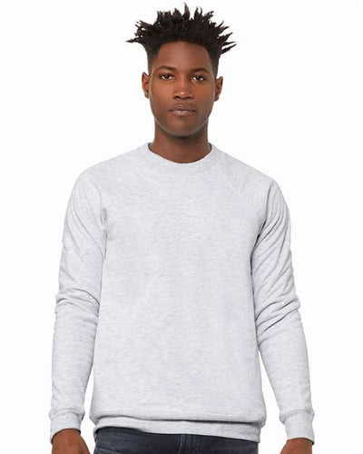 BELLA + CANVAS 3901 Unisex Sponge Fleece Raglan Crewneck Sweatshirt - Ash - model front