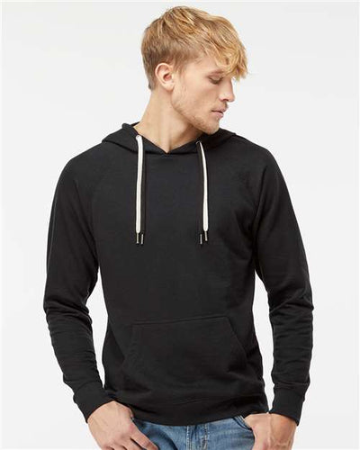 Independent Trading Co. SS1000 Unisex Icon Lightweight Loopback Terry Hooded Sweatshirt - Black - model front