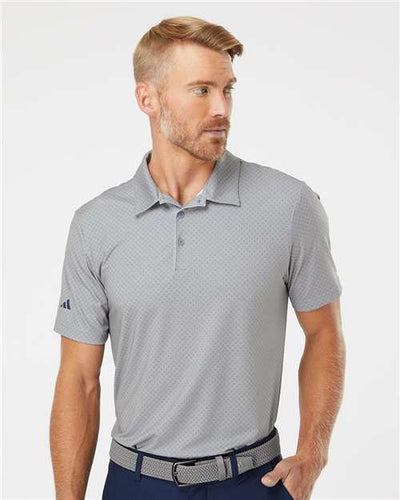Adidas A498 Men's Ultimate365 Diamond Dot Print Polo - Grey Three/ Team Royal/ Navy - model front
