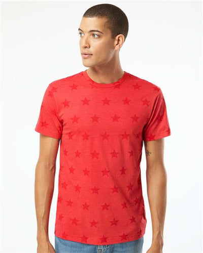 Code Five 3929 Unisex Star Print Tee - Red Star - model front