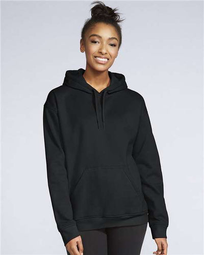 Gildan SF500 Unisex Softstyle Midweight Hooded Sweatshirt - Black - model front