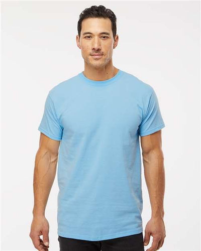 M&O 4800 Men's Gold Soft Touch T-Shirt - Light Blue - model front