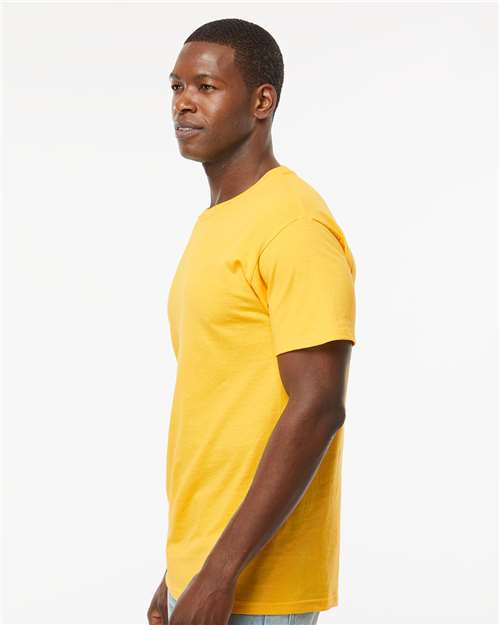 M&O 4800 Men's Gold Soft Touch T-Shirt - Yellow - model side