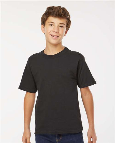 M&O 4850 Youth Gold Soft Touch T-Shirt - Black - model front