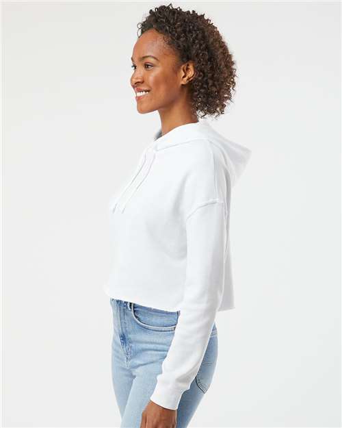 Independent Trading Co. AFX64CRP Women’s Lightweight Crop Hooded Sweatshirt - White - model side