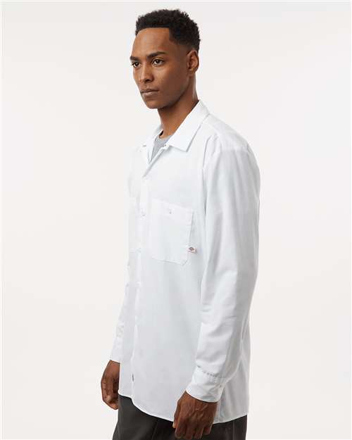 Dickies L535 Men's Industrial Long Sleeve Work Shirt - White - model side