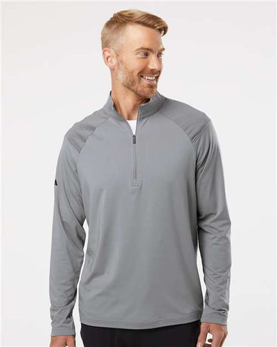 Adidas A520 Men's Ultimate365 Lightweight Shoulder Stripe Quarter-Zip Pullover - Grey Three - model front