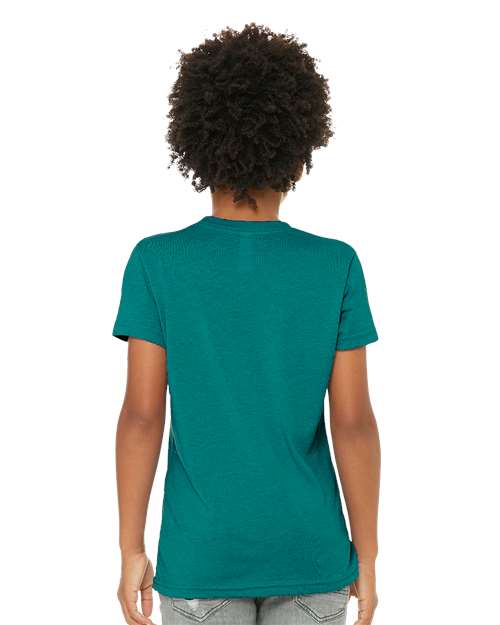 BELLA + CANVAS 3413Y Youth Triblend Tee - Teal Triblend - model back