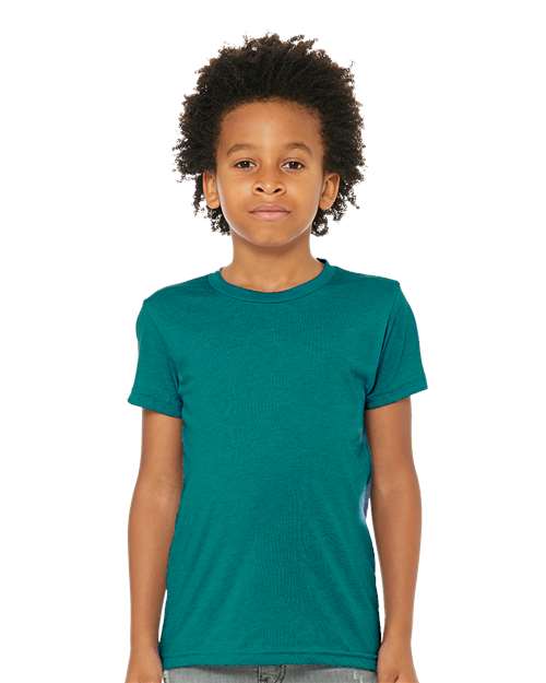 BELLA + CANVAS 3413Y Youth Triblend Tee - Teal Triblend - model front
