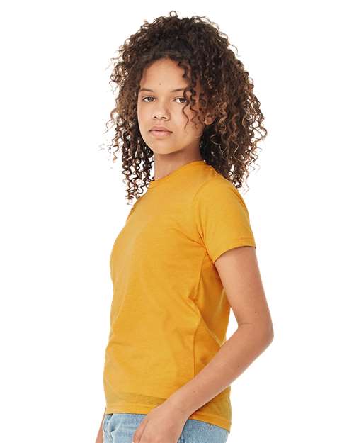 BELLA + CANVAS 3413Y Youth Triblend Tee - Mustard Triblend - model side