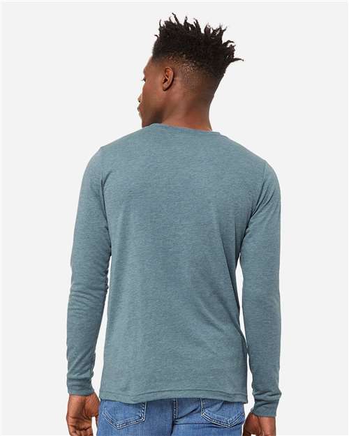 BELLA + CANVAS 3513 Unisex Triblend Long Sleeve Tee - Denim Triblend - model back