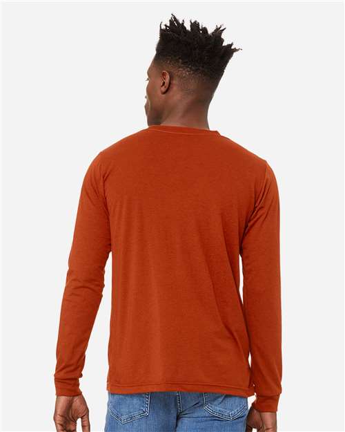 BELLA + CANVAS 3513 Unisex Triblend Long Sleeve Tee - Brick Triblend - model back