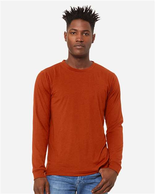 BELLA + CANVAS 3513 Unisex Triblend Long Sleeve Tee - Brick Triblend - model front