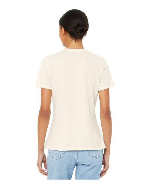 BELLA + CANVAS 6400CVC Women’s Relaxed Fit Heather CVC Tee - Heather Natural - model back