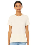 BELLA + CANVAS 6400CVC Women’s Relaxed Fit Heather CVC Tee - Heather Natural - model front