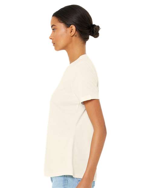 BELLA + CANVAS 6400CVC Women’s Relaxed Fit Heather CVC Tee - Heather Natural - model side