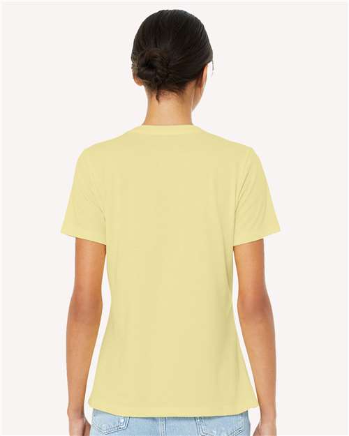 BELLA + CANVAS 6400CVC Women’s Relaxed Fit Heather CVC Tee - Heather French Vanilla - model back