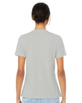 BELLA + CANVAS 6400CVC Women’s Relaxed Fit Heather CVC Tee - Heather Silver - model back