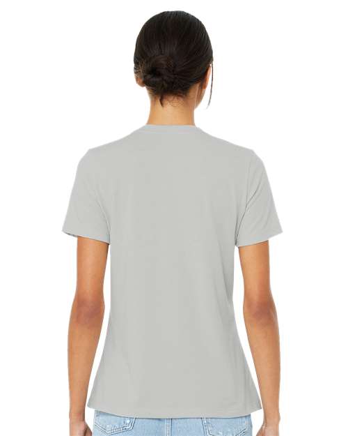 BELLA + CANVAS 6400CVC Women’s Relaxed Fit Heather CVC Tee - Heather Silver - model back