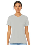 BELLA + CANVAS 6400CVC Women’s Relaxed Fit Heather CVC Tee - Heather Silver - model front