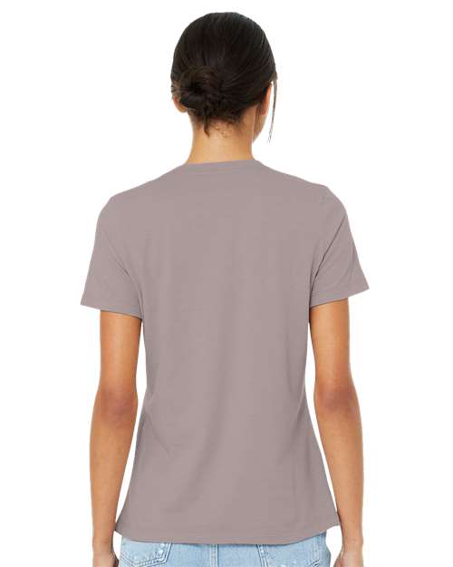 BELLA + CANVAS 6400CVC Women’s Relaxed Fit Heather CVC Tee - Heather Pink Gravel - model back