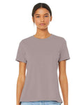 BELLA + CANVAS 6400CVC Women’s Relaxed Fit Heather CVC Tee - Heather Pink Gravel - model front