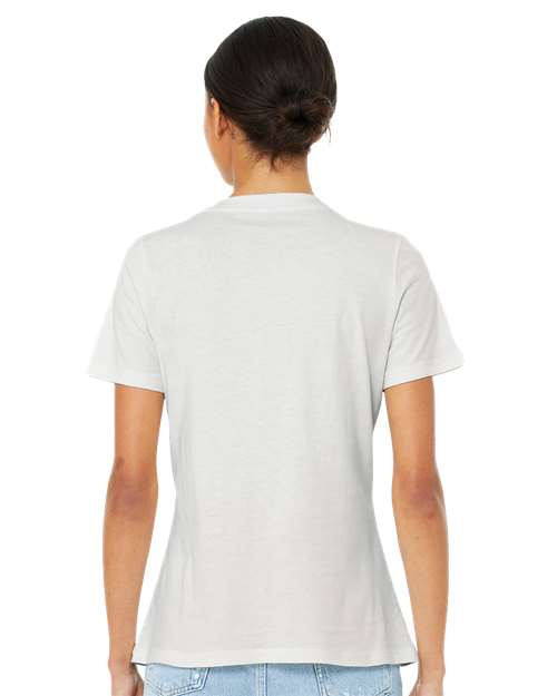 BELLA + CANVAS 6405 Women’s Relaxed Jersey V-Neck Tee - Vintage White - model back