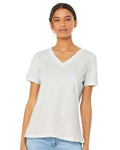 BELLA + CANVAS 6405 Women’s Relaxed Jersey V-Neck Tee - Vintage White - model front