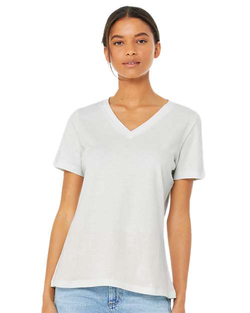 BELLA + CANVAS 6405 Women’s Relaxed Jersey V-Neck Tee - Vintage White - model front