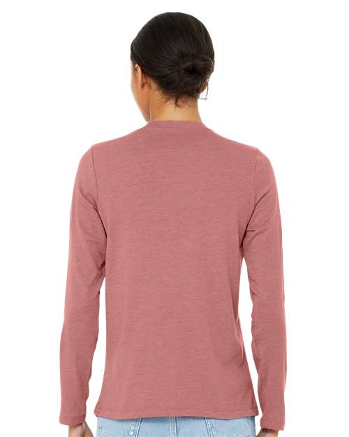 BELLA + CANVAS 6500 Women’s Jersey Long Sleeve Tee - Heather Mauve - model back