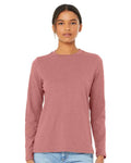 BELLA + CANVAS 6500 Women’s Jersey Long Sleeve Tee - Heather Mauve - model front