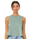 BELLA + CANVAS 6682 Women's Racerback Crop Tank - Heather Dusty Blue - model front