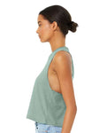 BELLA + CANVAS 6682 Women's Racerback Crop Tank - Heather Dusty Blue - model side